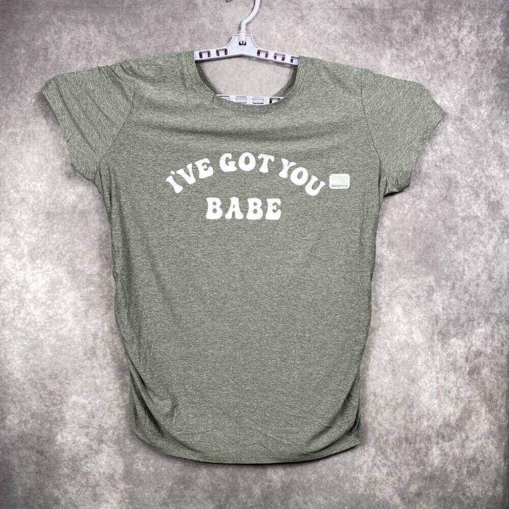 TIME & TRU Maternity Shirt Women's XL,XXL Grey I've Got You Babe Spellout Print